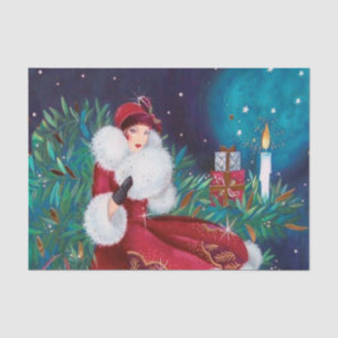 Papel De Seda natais vintages retro arte deco Lady