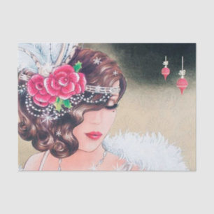 Papel De Seda natais vintages retro arte deco Lady
