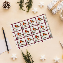 Papel De Seda Natais vintages Robin Postage Stamp