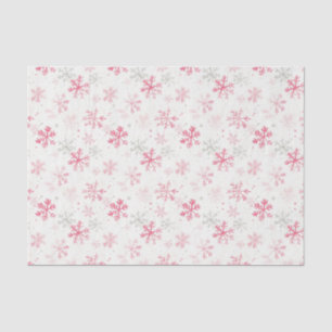Papel De Seda Natais vintages rosa com flocos de neve