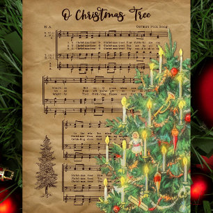 Papel De Seda Natais vintages Tree Music