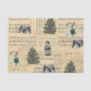 Papel De Seda Natais vintages Tree Snowman Music Tissue Paper