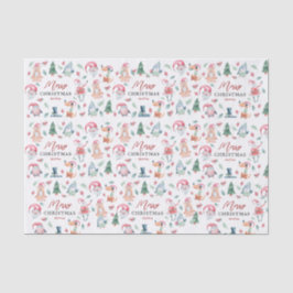Papel De Seda Natal Alegre Aquarela de Inverno Fofa