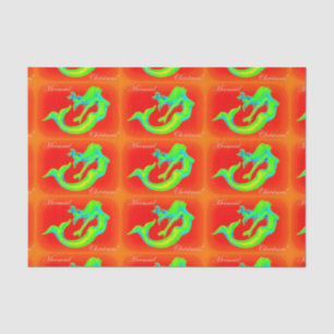 Papel De Seda Natal alegre da sereia vermelho/verde