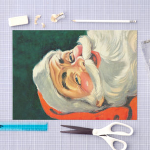 Papel De Seda Natal Antigo, Alegre Papai Noel dos Anos 50