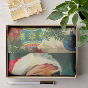 Papel De Seda Natal Antigo, Alegre Papai Noel Retro dos Anos 50