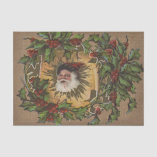 Papel De Seda Natal Antigo Papai Noel Azevinho