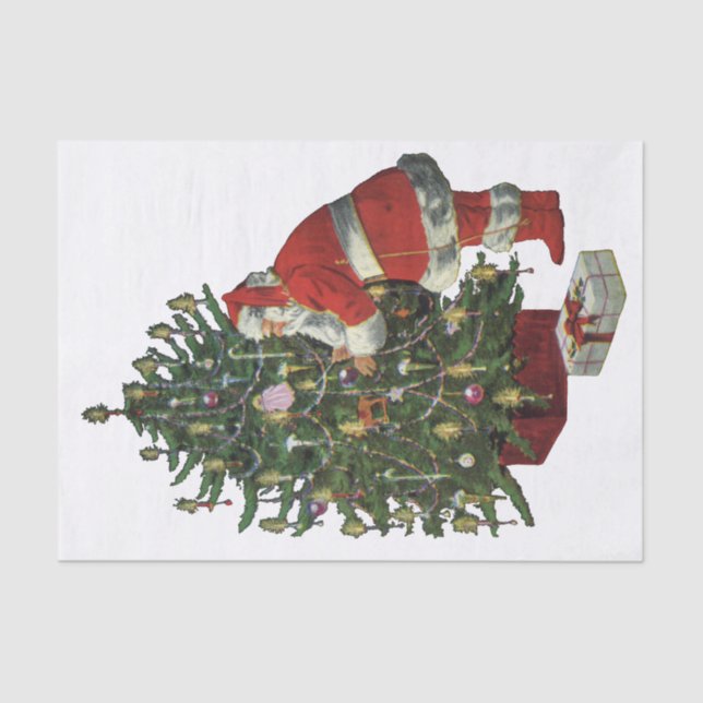 Papel De Seda Natal Antigo, Papai Noel com Presentes (Frente )