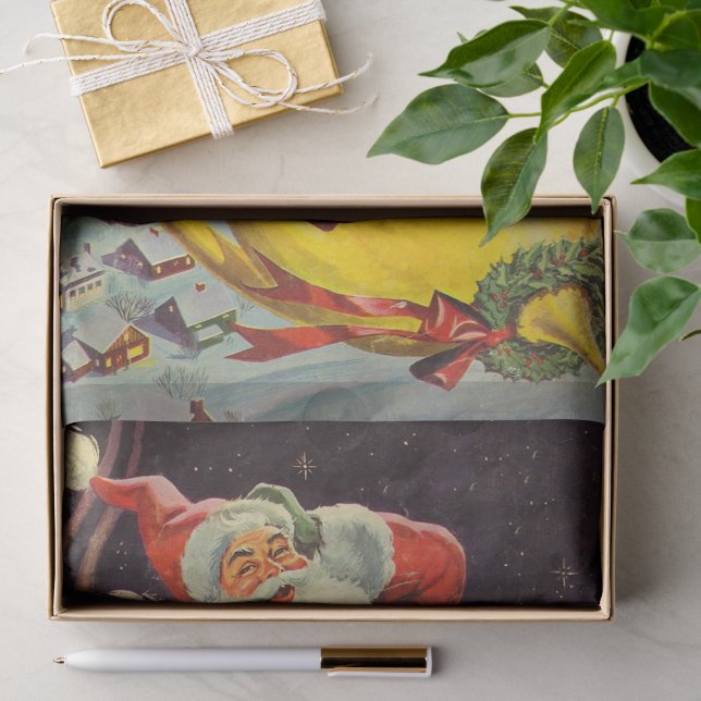 Papel De Seda Natal Antigo, Papai Noel em uma Espaçonave (Presente)
