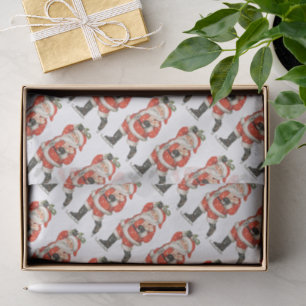 Papel De Seda Natal Antigo Vitoriano Papai Noel Patinador no Gel
