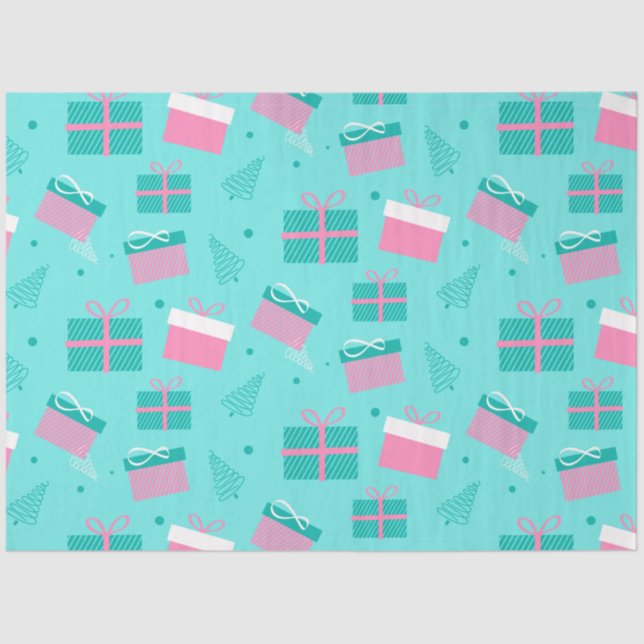 Papel De Seda Natal Apresenta Flocos de Neve Natal Azul (Frente )