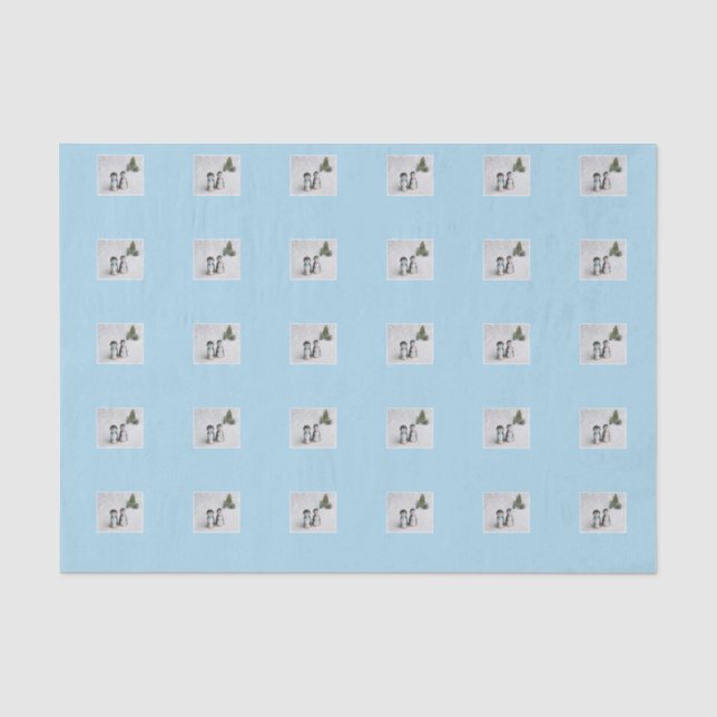 Papel De Seda Natal bonito para o pinguim (Frente )