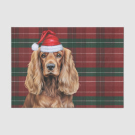Papel de Seda Natal Cachorro Cocker Spaniel Xadrez