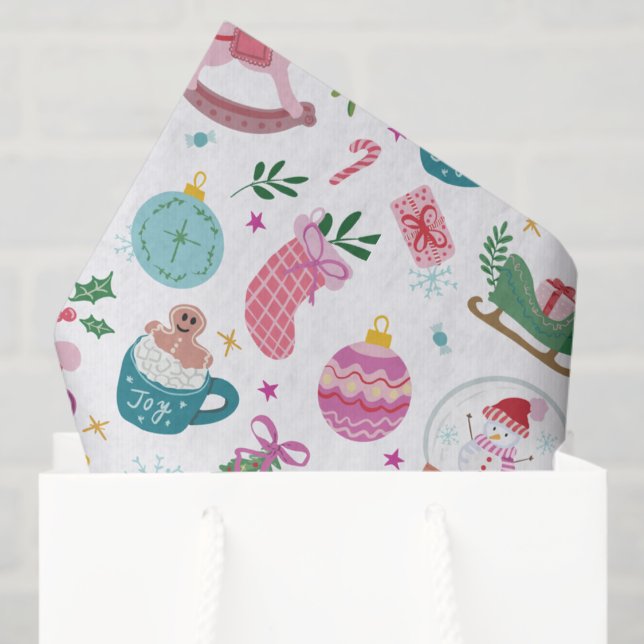Papel De Seda Natal Caprichoso Colorido (Colorful Christmas Tissue Paper with Playful Doodles for Joyful Holiday Wrapping — by Painted Paperi)