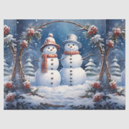Papel De Seda Natal Casal de Boneco de Neve Decoupage
