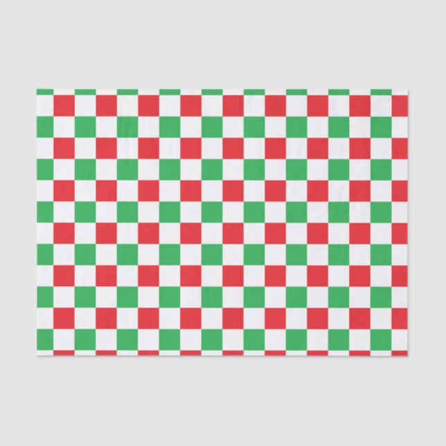 Papel De Seda Natal Checkered vermelho e verde (Frente )