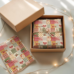 Papel De Seda Natal Clássico de Patchwork Vintage