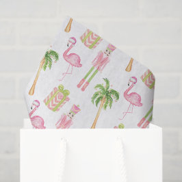 Papel De Seda Natal com Amendoeira de Natal Rosa e Verde de Palm