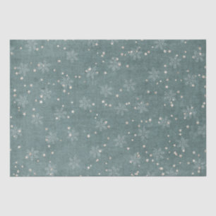 Papel De Seda Natal com floco de neve Dourado de Teal Azul Estre