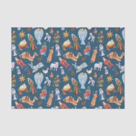 Papel De Seda Natal com Natividade Colorida