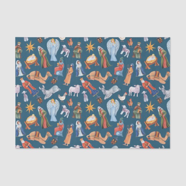 Papel De Seda Natal com Natividade Colorida (Frente )