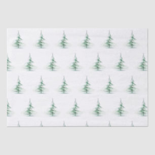 Papel De Seda Natal com padrão de pinheiros minimalista