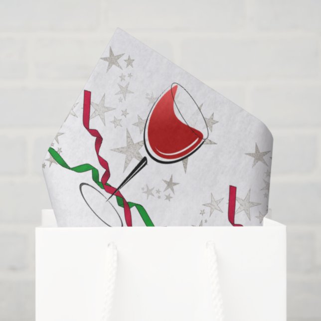Papel De Seda Natal com Vinho Tinto (Sacola de presentes)
