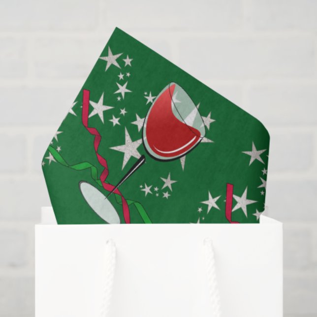 Papel De Seda Natal com Vinho Tinto (Sacola de presentes)