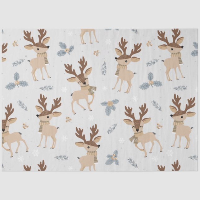 Papel De Seda Natal Cute Deer Series Design 1 (Frente )