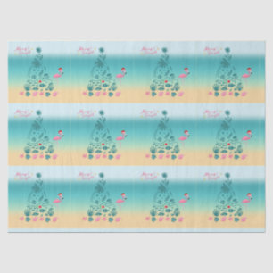 Papel De Seda Natal Da feliz E Da Praia Brilhante