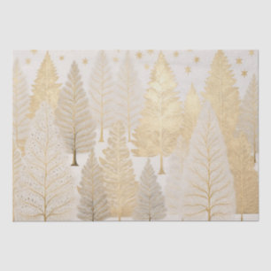 Papel De Seda Natal das Árvores Brancas Douradas