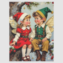 Natal das Crianças Fadas Elficas Vintage 