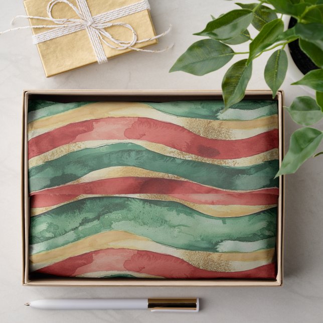 Papel De Seda Natal das Douradas Gretas Verdes Vermelhas (Presente)