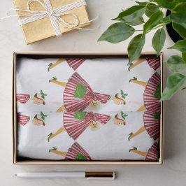 Papel De Seda Natal de 1950 Senhora Vintage