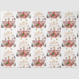 Papel De Seda Natal de 1950 Senhora Vintage Fazendo Compras