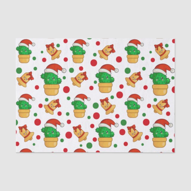 Papel De Seda Natal de Cacto Tropical (Frente )