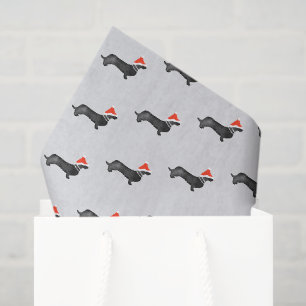 Papel De Seda Natal de férias do Papai Noel dachsund aquarela pr