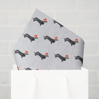 Papel De Seda Natal de férias do Papai Noel dachsund aquarela pr