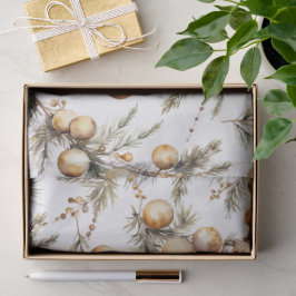 Papel De Seda Natal de Folhagem Dourada com Aquarela