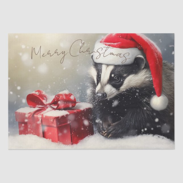 Papel De Seda Natal de inverno de Badger Bonito (Frente )