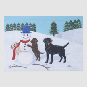 Papel De Seda Natal de Labrador com boneco de neve