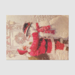 Papel De Seda Natal do boneco de neve de Papai Noel do vintage