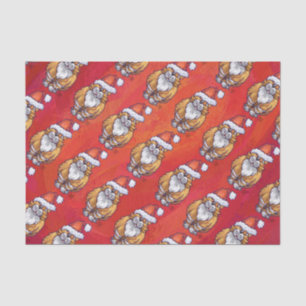 Papel De Seda Natal do gato do gengibre no vermelho