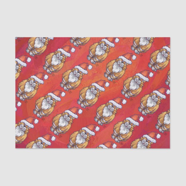 Papel De Seda Natal do gato do gengibre no vermelho (Frente )