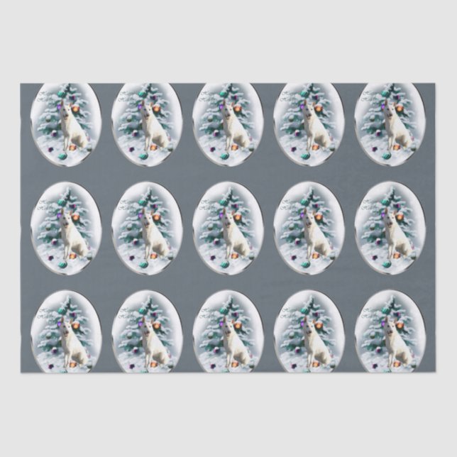Papel De Seda Natal do German shepherd Branco (Frente )
