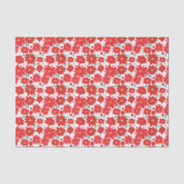 Papel De Seda Natal do Padrão de Poinsettia Rosa e Vermelha