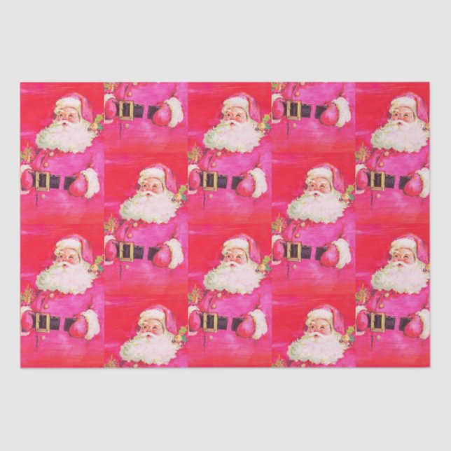 Papel De Seda Natal do Papai Noel Rosa Rosa Bonito (Frente )