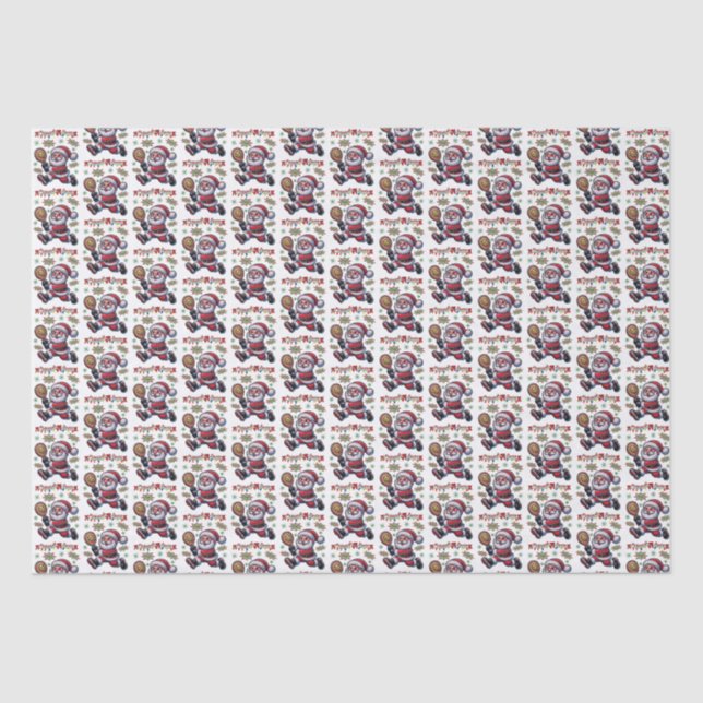 Papel De Seda Natal do Pickleball Papai Noel (Frente )