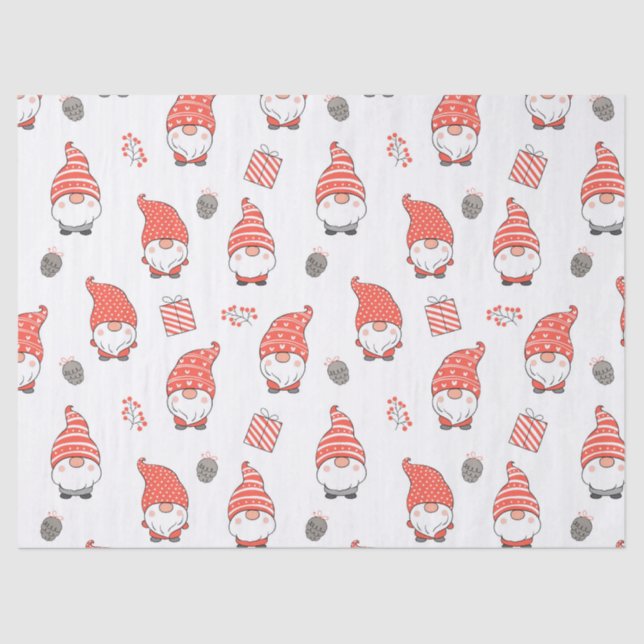 Papel De Seda Natal do Simples Gnomo Branco Gift (Frente )