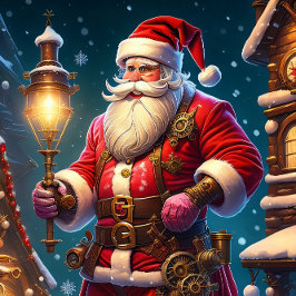 Papel De Seda Natal do Steampunk. Papais noeis com engrenagens m